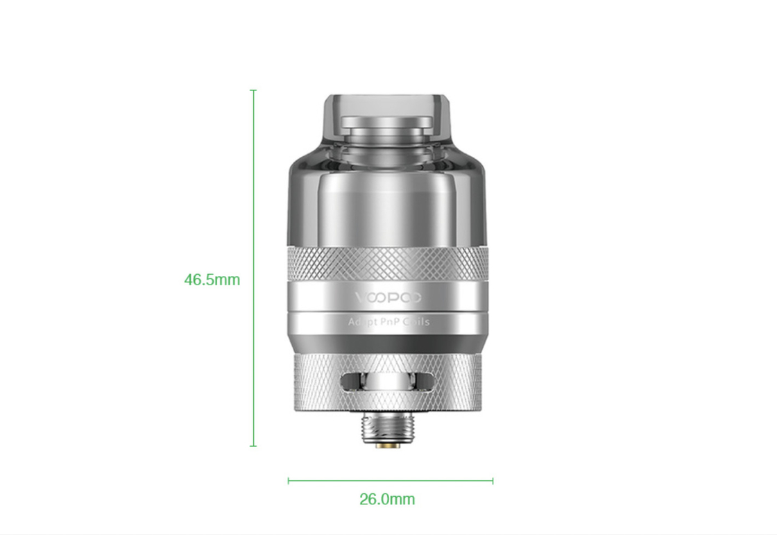 mm Voopoo Rtaのポッド タンク2ml 510糸のPnp 26 x 46.5タンク取り替え